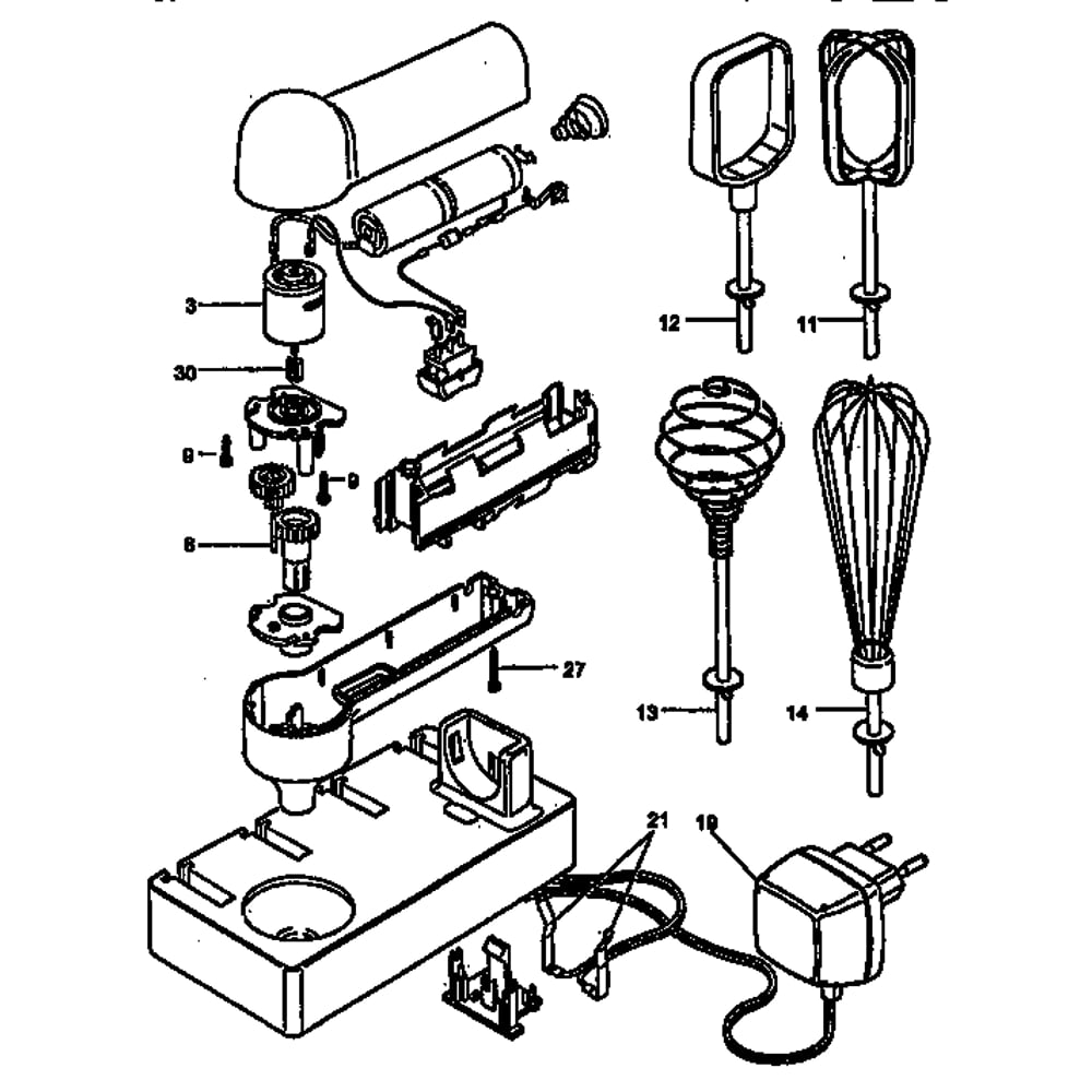 Replacement Parts Diagram and Parts List for 9210  Black and Decker Mixer